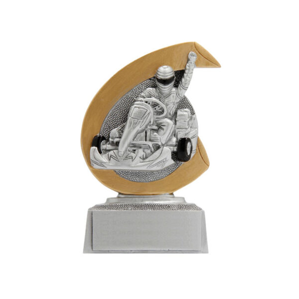 KARTING MOTORSPORT TROPHY 10CM WITH CUSTOM PRINTED PLATE - Image 1