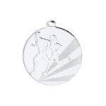 SILVER RUNNING MEDAL 50MM WITH CUSTOM PRINTED LABEL – PERSONALIZED RACE AWARD ME