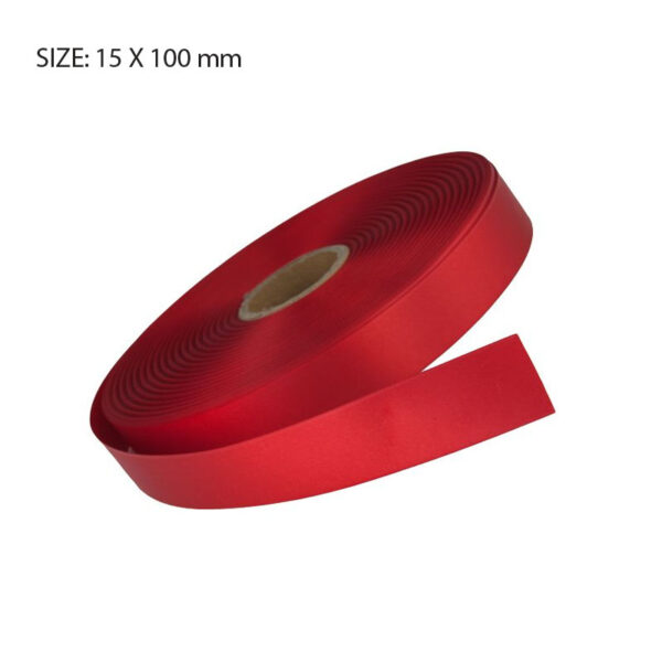 RED ELAN SINGLE FACE SATIN 15MMX100M - Image 1