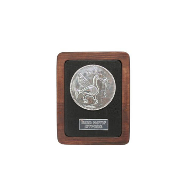 HANDMADE SILVER MOTIF ON A LEATHER PLAQUE 15CM - Image 1
