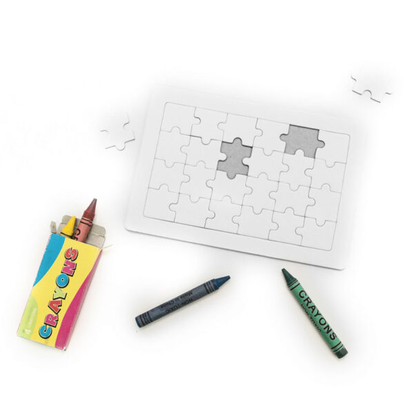 24-PIECE WHITE PUZZLE WITH CRAYONS | CUSTOMIZABLE KIDS PUZZLE SET WITH COLORING - Image 2