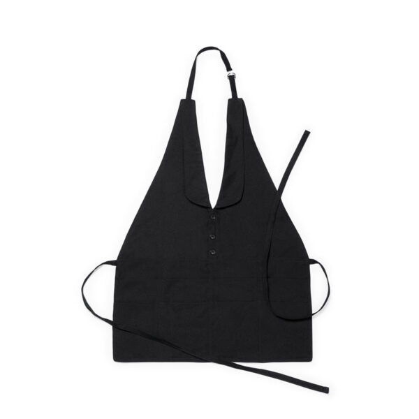 JAVESS BLACK APRON – ELEGANT POLYESTER WITH BUTTON DETAIL - Image 1