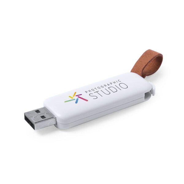 WHITESLIDE 16GB USB FLASH DRIVE – RETRACTABLE DESIGN WITH LEATHER STRAP - Image 1