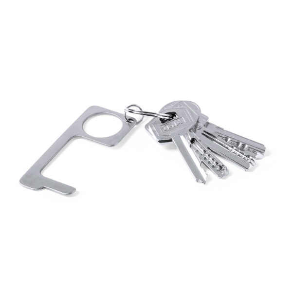 SILVER ANTI-CONTACT HYGIENE KEYRING – STAINLESS STEEL TOUCH-FREE TOOL - Image 2