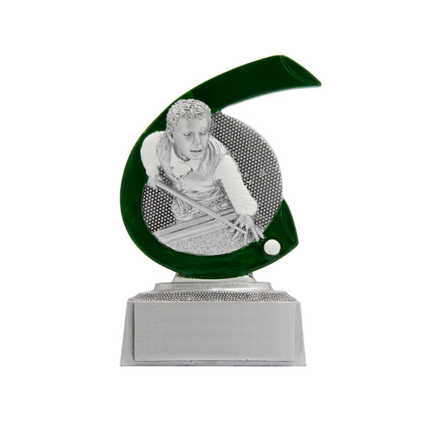 SILVER BILLIARD TROPHY – 10CM SNOOKER & POOL AWARD WITH CUSTOM PRINTED PLATE - Image 1