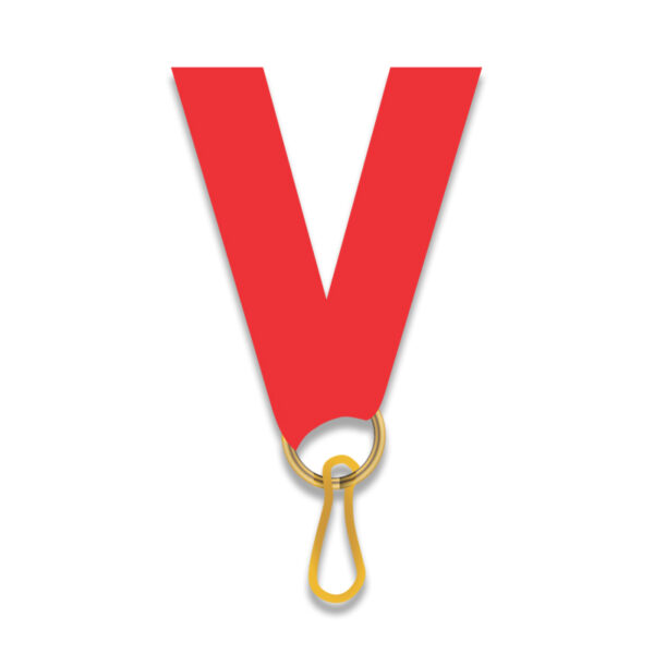 RED NECK RIBBON 1CM WITH CLIP FOR AWARD MEDALS – DURABLE MEDAL LANYARD - Image 1