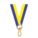 BLUE & YELLOW MEDAL NECK RIBBON WITH CLIP 1CM – AWARD LANYARD FOR MEDALS