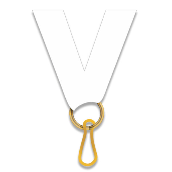 WHITE MEDAL NECK RIBBON 2.2CM WITH CLIP – AWARD LANYARD FOR MEDALS - Image 1