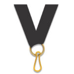 BLACK MEDAL NECK RIBBON WITH CLIP – 2.2CM AWARD LANYARD FOR MEDALS