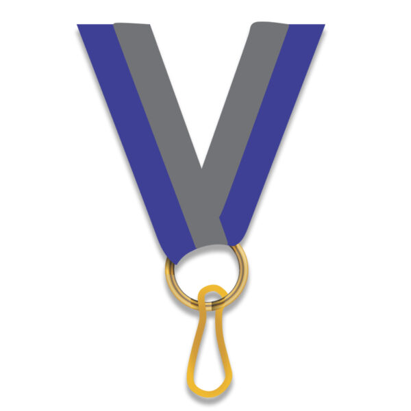 BLUE GREY MEDAL NECK RIBBON WITH CLIP – 2.2CM AWARD LANYARD FOR MEDALS - Image 1