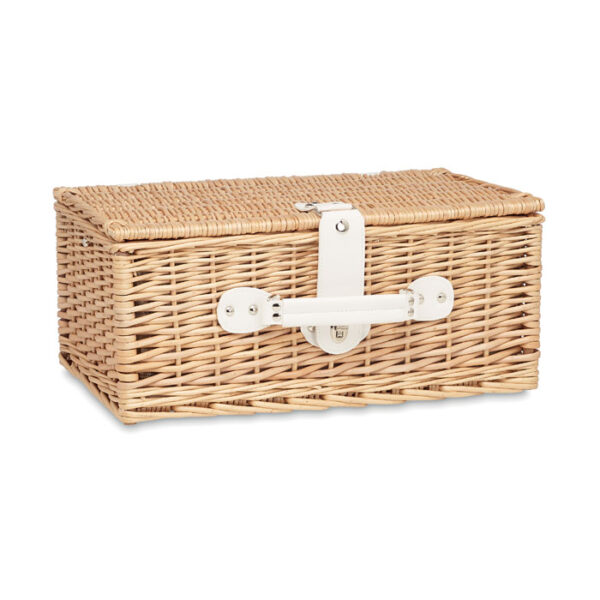 2-PERSON WICKER PICNIC BASKET – CUTLERY, PLATES & GLASSES INCLUDED – OUTDOOR SET - Image 3