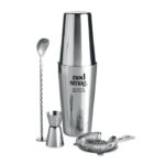 BOSTON COCKTAIL SHAKER SET – 4-PIECE STAINLESS STEEL – COTTON POUCH - Image 2