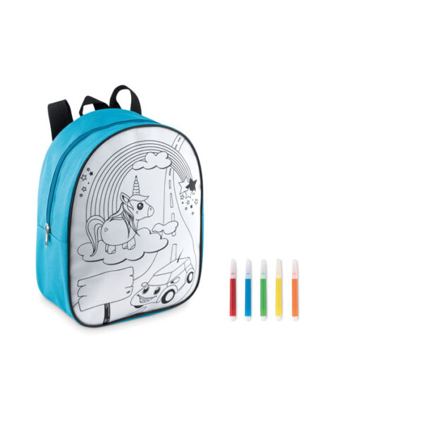 TURQUOISE BACKPACK WITH 5 MARKERS - Image 1