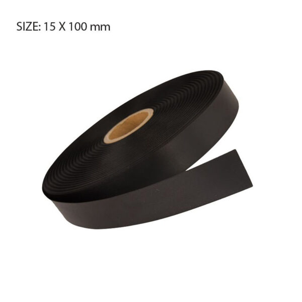 BLACK ELAN SINGLE FACED SATIN 15MMX100M - Image 1