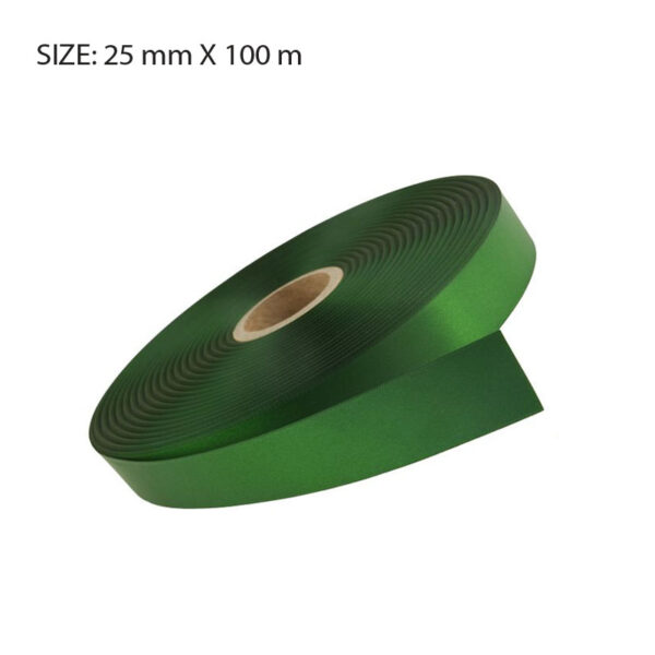 FOREST GREEN ELAN SINGLE FACE SATIN 25MMX100M - Image 1