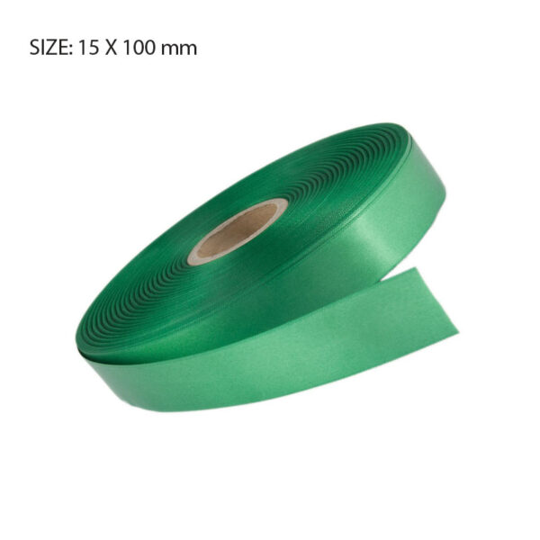 EMERALD GREEN ELAN SINGLE FACE SATIN 15MMX100M - Image 1