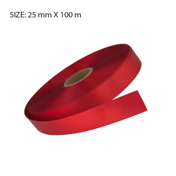 RED ELAN SINGLE FACE SATIN 25MMX100M - Image 1