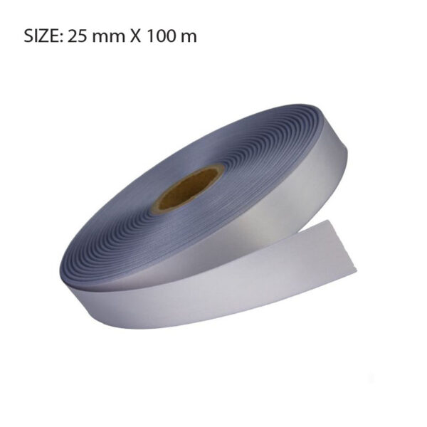 SILVER ELAN SINGLE FACED SATIN 25MMX100 - Image 1