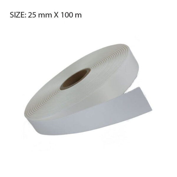 WHITE ELAN SINGLE FACED SATIN 25MMX100M - Image 1