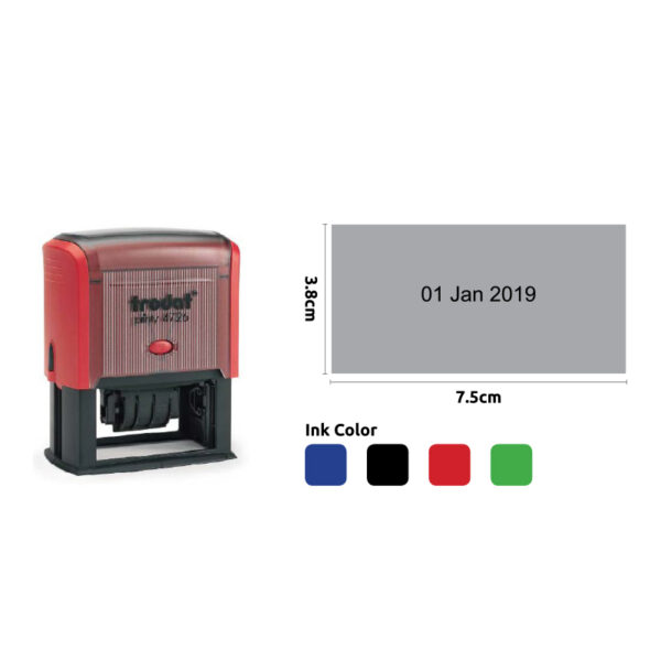 TRODAT DATE & TEXT STAMP 7.5X3.8CM - Image 1