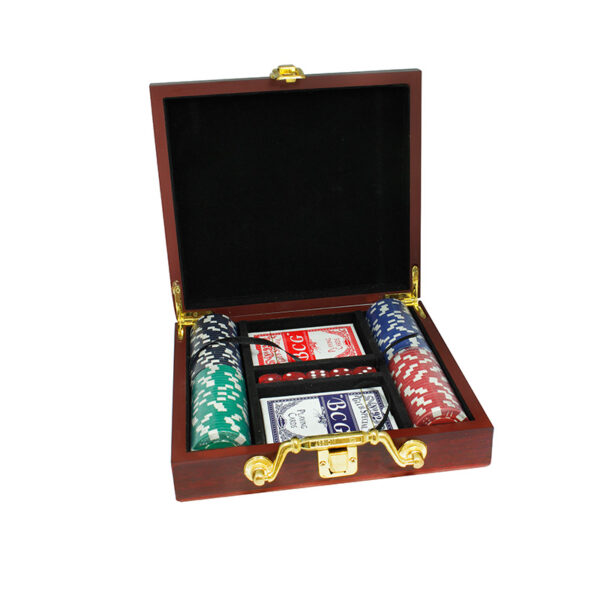 POKER SET IN WOODEN CASE - Image 1