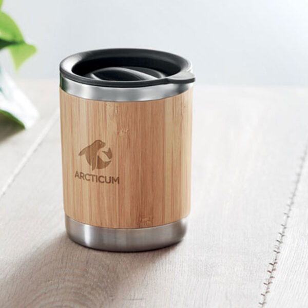 DOUBLE WALLED STAINLESS STEEL TUMBLER WITH BAMBOO CASE - Image 2