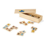 WOODEN DOMINO GAME WITH ANIMAL FIGURES