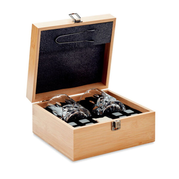 WHISKEY GLASS SET IN BAMBOO BOX - Image 1