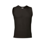 BLACK SLEEVELESS T-SHIRT WITH MODERN DESIGN