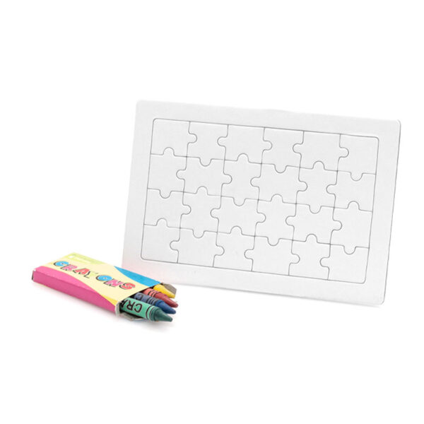 24-PIECE WHITE PUZZLE WITH CRAYONS | CUSTOMIZABLE KIDS PUZZLE SET WITH COLORING - Image 4