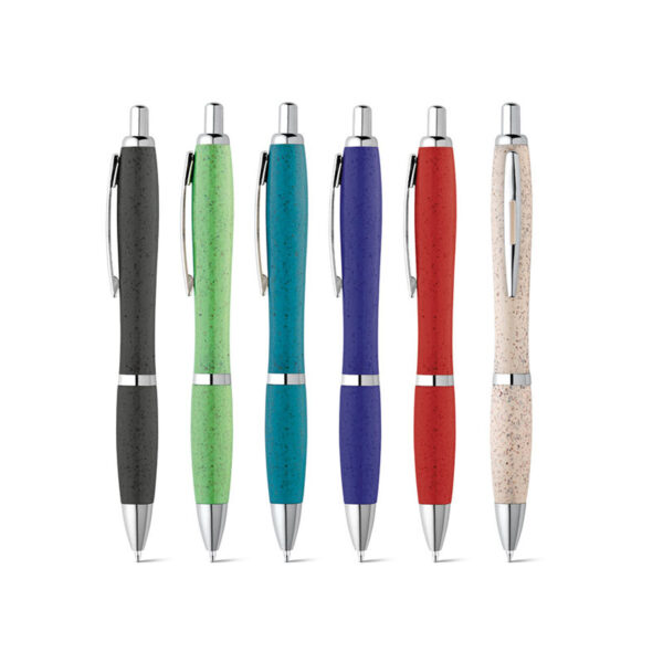 ECO BALL PEN WITH CLIP – WHEAT STRAW & ABS, BLUE INK - Image 17