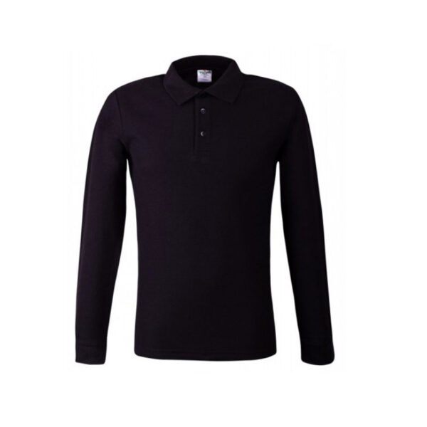 BLACK LONG SLEEVE POLO SHIRT BY KEYA - Image 2