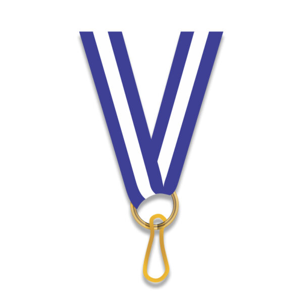 BLUE WHITE BLUE 1CM MEDAL NECK RIBBON WITH CLIP – AWARD LANYARD FOR MEDALS - Image 2