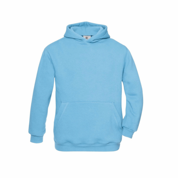 BLUE KIDS HOODIE BY B&C WITH FLEECE BRUSHED INSIDE - Image 1