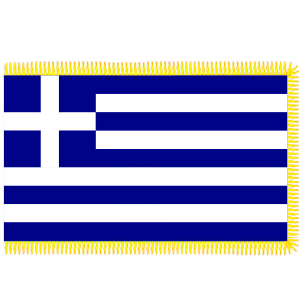 GREECE FLAG 150X100CM WITH GOLD FRIDGES - Image 1