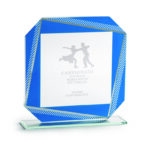 PREMIUM SQUARE GLASS AWARD 14CM WITH BLUE ACCENTS – CUSTOM ENGRAVING AVAILABLE - Image 3