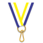 PREMIUM BLUE WHITE YELLOW MEDAL NECK RIBBON 2.2CM WITH SECURE CLIP - Image 2