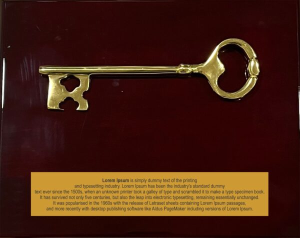 WOODEN PLAQUE WITH "GOLDEN" KEY - Image 1