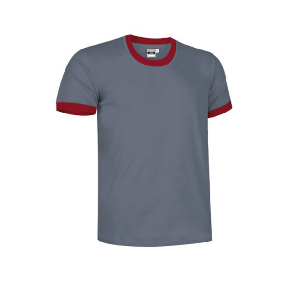 GREY & RED COMBI T-SHIRT | TWO-TONE CLASSIC CUT 100% COTTON TEE - Image 1
