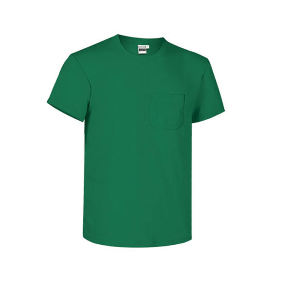 KELLY GREEN T-SHIRT WITH POCKET | 100% COTTON CREW NECK WITH REINFORCED POCKET - Image 1