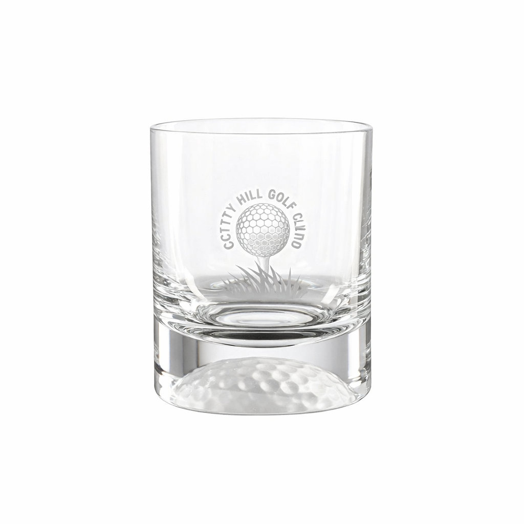 L106 1 GOLF BALL BASE WHISKY TUMBLER – 300ML UNIQUE CRYSTAL GLASS - Image 1