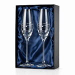 SET OF 2 DIAMANTE CHAMPAGNE FLUTES – HEART CUT GLASSES IN GIFT BOX - Image 3